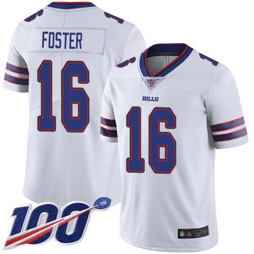 Men Buffalo Bills #16 Robert Foster White Vapor Untouchable Limited Player 100th Season NFL Jersey